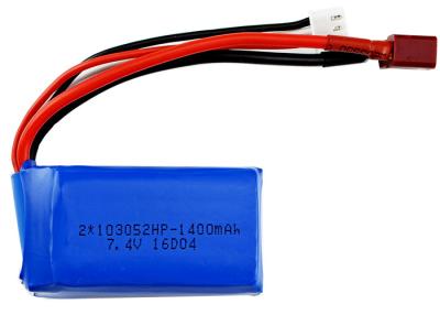 China 103052 25C RC Car Batteries 7.4V 1400mAh Deep Cycle Lithium Battery 20*30*55mm for sale