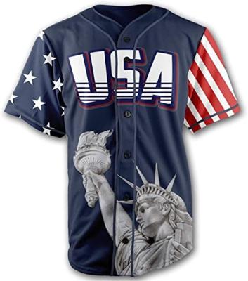 China Breathable Baseball Tank Top Custom Button Down ODM USA Blue Flag NO.1 America Sublimation Print Baseball Tank Top Customization for sale