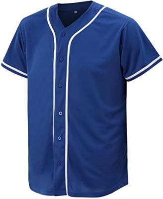 China Breathable Buttons Custom White Full Plain Plain Baseball Jersey Mesh/Blue Interlock Polyester Fabric Sublimated Print OEM ODM Service for sale