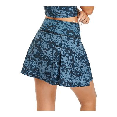 China Antibacterial Fitness Tennis Skirt With Shorts Double Layer Dance Pleated Short Skirt Running Breathable Sports Skirts Women for sale