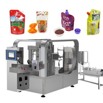 중국 Automatic Premade Stand Up Spout Pouch Barbeque Sauce Date Paste Thick Liquid Packing Machine 판매용