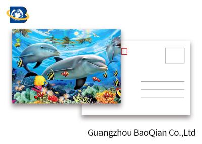 China Durable Dolphin 3D Lenticular Postcards CMYK UV Offset Printing Cartoon Design for sale