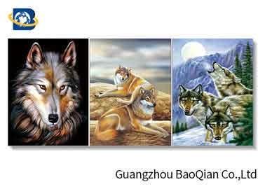 China 3D Effect Lenticular Flip Wolf / Eagle Pattern PP / PET Material Wall Poster for sale