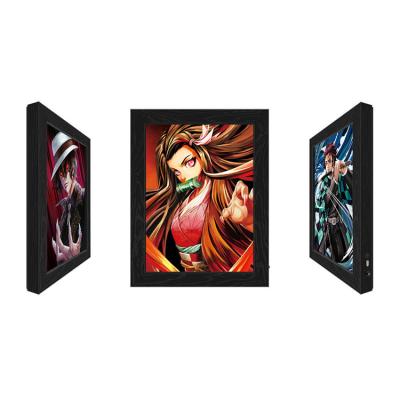 China Lenticular Flip Change Anime 3D Poster Frame LED Light Box for sale