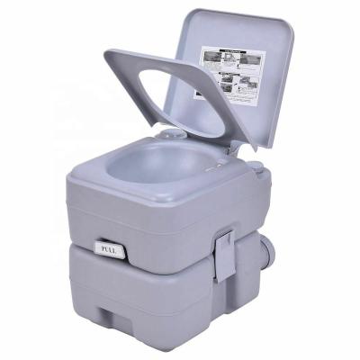 China Portable Mobile Toilet Travel Auto Operation Camping WC Chemical Outdoor Handle Gray Portable Flush Toilet for sale