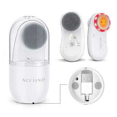 China Acne Treatment Sperfine Fiber Brush Deep Pore Duo Facial Cleansing Massager Vibrating Silicone Electronic Face Cleansing Brush for sale