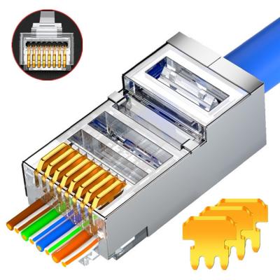 China Telecommunication production and wholesale of RJ45 Cat6E crystal connector Cat6 through-hole shielded / unshielded RJ45 network crystal head for sale