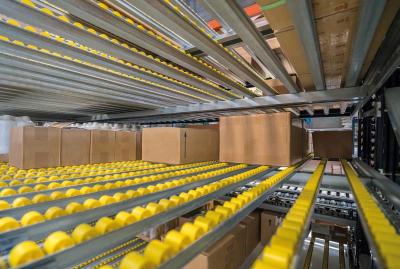 China ACERACK Gravity Roller Racking , Flow Through Racking System For Warehouse Storage for sale