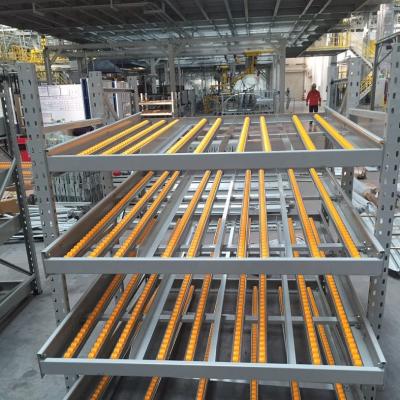 China Yellow / Blue Carton Flow Rack Warehouse Gravity Flow Roller Rack Systems for sale