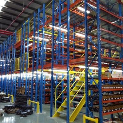 China Warehouse Mezzanine Shelving Platform Racking Systems With Safety Pallet Gate for sale