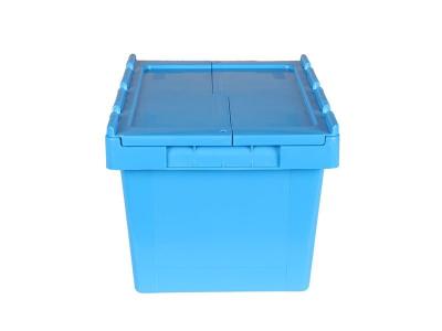 China Rectangle Stackable Collapsible Plastic Moving Boxes Plastic Moving Crates With Lid for sale