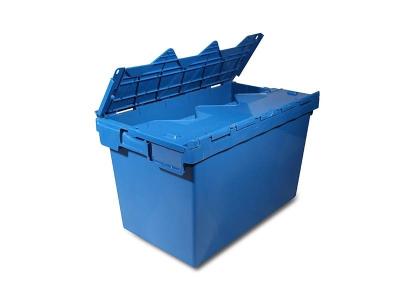 China Large Logistic Packaging Moving Tote Box Plastic Nestable Stackable Storage Bin With Lid for sale