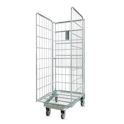 China Metal Warehouse Storage Container Nesting Security Roll Container Trolley Cage for sale