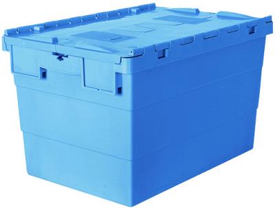 China LARGE LOGISTIC PACKAGING MOVING TOTE BOX PLASTIC NESTABLE STACKABLE STORAGE BIN WITH LID for sale