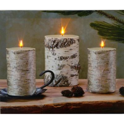 China Modern Candle Design Wall Art Blink Light Up Canvas Prints Fiber Optic Pictures for sale