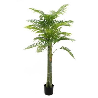 China 195cm Lifelike Artificial Areca Palm Tree Potted 18 Leaves Green Plants For Home Garden Decoration for sale