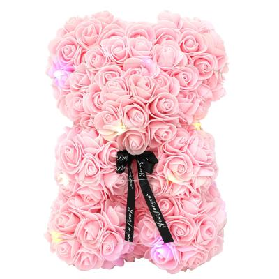 China Valentine's Day Gift 25cm PE Foam Flower Decoration Artificial Teddy Bear Rose With Box Heart Bear Valentine's Day Gifts for sale