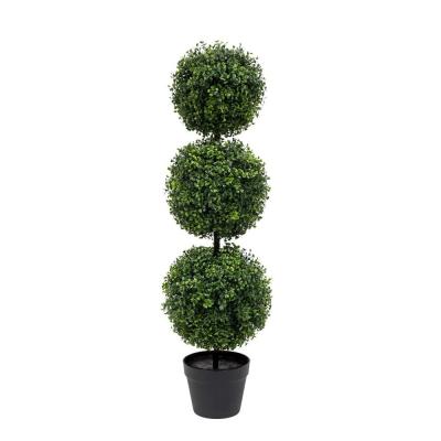 China Real Touch Artificial Cypress Boxwood Topiaries Spiral Tree in Plastic Pot Garden Outdoor Indoor Decor for sale