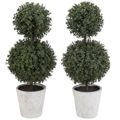 China Touch Real Artificial Boxwood Topiary Trees in Gray Paper Pulp Garden Topiary Trees Indoor Fake Boxwood Decor Bedroom Office Pots for sale