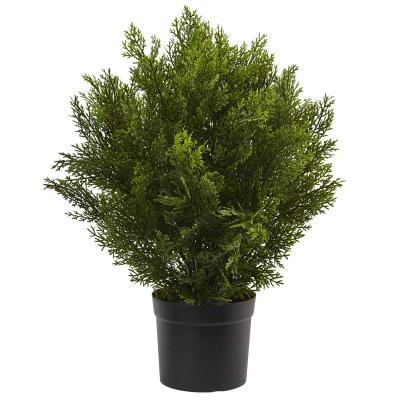 China 20*24 Inch Lifelike Artificial Cedar Bush Green Plants For Outdoor Indoor Garden Decoration for sale