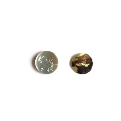 China 18 L Sustainable 2 Holes Agoya Shell Button With Logo Engraved Customized Natural Shell Button for sale