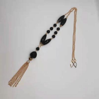 China FASHIONABLE hot sale gold black pearl chain necklace beaded necklace for women dress for sale