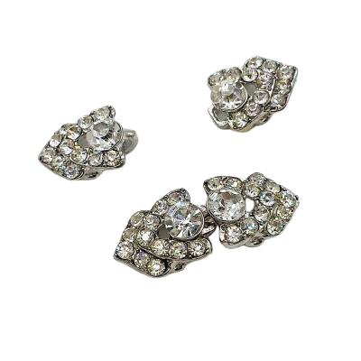 China Small Flat Back Custom Hook And Eye Rhinestone Buckle Pair Buckles For Clothes Buckle Pair For Button Use For Sewing On for sale