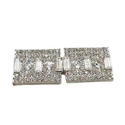 China Fancy Hook And Eye Geometry Design Rhinestone Pair Metal Buckles Shoe Buckles Rhinestone Pair Buckles For Clothes for sale