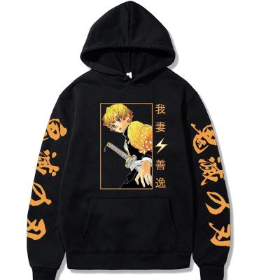 China Casual Anti-wrinkle Anime Demon Slayer Hoodies Agatsuma Zenitsu Sweatshirt Harajuku Streetwear Pullover Men for sale