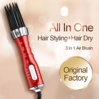 China New Ceramic Coating 3 in1 Electric Hair Curler Hair Dryer Ionic Hair Styling Brush Comb Volumizer Hot Air for sale