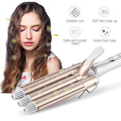 China Aluminum 3 Barrel Professional Ceramic Hair Curler Triple Barrel Iron Curling Hair Irons Hair for sale