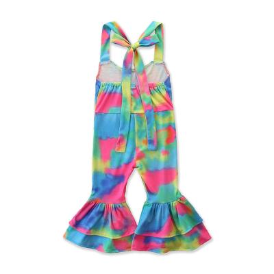 China OEM Breathable Roupa de menina Summer Tie-dye Nian Cloche-based European style kids overalls pants for sale