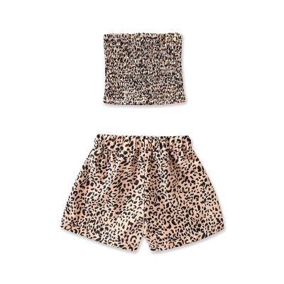 China OEM Bebek Nian elbiseleri summer new arrival casual leopard vest pants loose baby clothes for sale