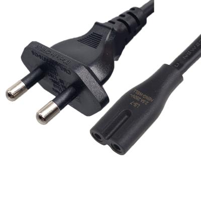 China Home Appliance India Heng-well 2 Pin Prong India BRI Cetification 6A 250v c7 Power Cable for sale