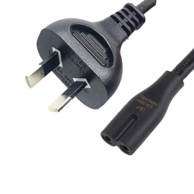 China Consumer Electronics Heng-Well SAA C7 Connector 2 Pin Male Female Extension Cord Australia Electrical Cord for sale