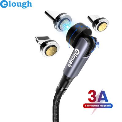 China 540Â ° Magnetic Fast Rotate Elough Top Selling 540 Degree Magnetic Fast Charging 3 In 1 3A USB Cable For Micro Phone for sale