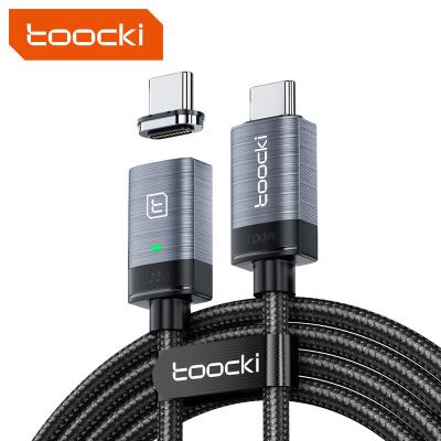 China Toocki Magnetic Type-c Data Cable High Power Toocki Type-c to USB C 100W Max 5A Gray Magnetic Charging Data Cable Blue for Samsung for sale