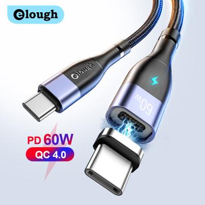 China Elough 3 In 1 Magnetic Type Palladium 60W/20W/18W Magnetic Charging Cable 2M Usb C To Usb C Elough 3A 60W QC4.0 Fast C Cable Palladium USB Cable For Laptop Phone for sale