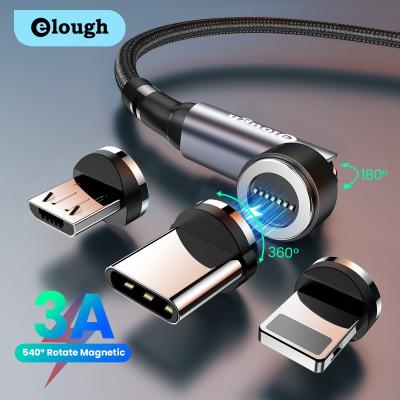 China Strong Magnetic Charging Cable + LED Indicator + 540Â ° high quality Elough 540 spin spin 3a magnetic cable fast charging 3 in 1 nylon braided data cable for sale