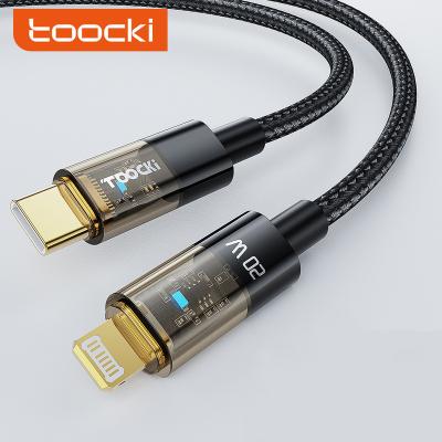 China Toocki 20W 20W 2m 3m USB C Cable Fast Charging Transparent Type Toocki 3A USB C To Lightning Fast Charging USB-c Mobile Data Cable for sale