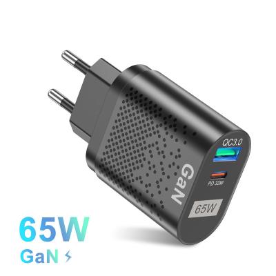 China For Mobile Phone/Laptop/Tablet/Earphone Fast Charging 2 Ports PD QC3.0 GaN 65W Wall Charger For Macbook Pro Charger Usb C C USB Fast Charger for sale