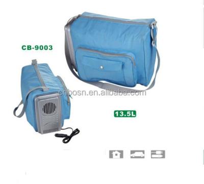 China Portable Electric 13.5L Mini Car Cooler Bag With External Food Cooling System for sale