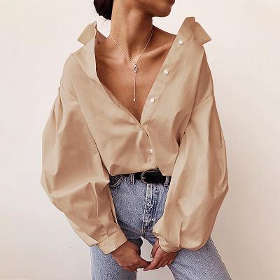 China YND951076 Anti-wrinkle New Arrival Stylish Lantern Sleeve Fashion Tops Loose Women New Shirts Blouse Model for sale