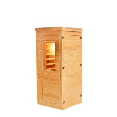 China Import wood use infrared wood material family room computer control panel 1 person sauna hemlock CD/FM and light infrared color sauna room for sale