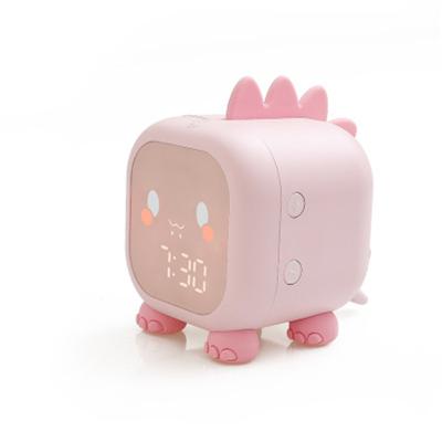 China Lovely New Fun Time Dragon Alarm Clock Usb Voice Cartoon Silicone Lamp Bedroom Led Small Night Light Smart Alarm Clock for sale