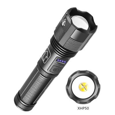 China Emergency 1000lm Micro USB Rechargeable Led Flashlight Aluminum Telescopic Zoom Led Torch Light Dimmable XPH50 Zoom Led Flashlight Torch for sale