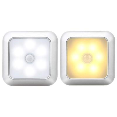 China Modern hot sale square 6LED PIR motion sensor led wardrobe light radio led canbinet night lights led closet light for bedroom for sale