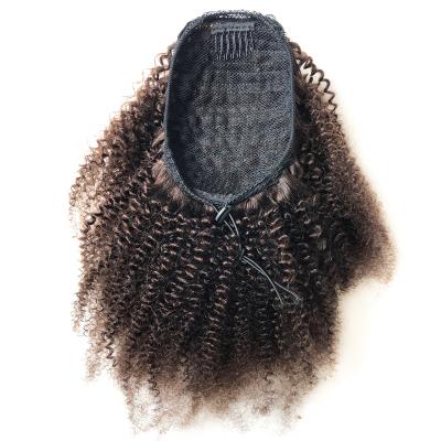 China Original Pure Natural Afro Kinky Curly Drawstring Ponytail Hair Remy Ponytail Human Hair Extensions 100% for sale