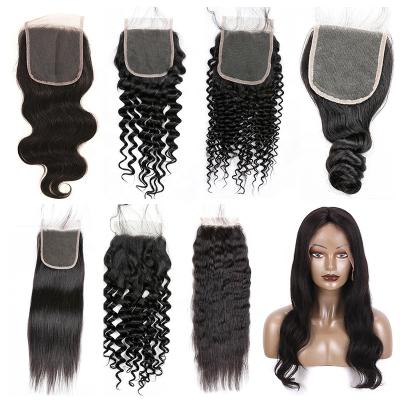 China Good Quality 10A 100% Body Wave Brazilian Lace Frontal Closure Cheap Human Hair 4*4 Closure for sale