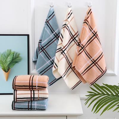 China Sports Child Safe Home Bath Thickened Hand Towel Plaid High End Cotton Towel Bath Towel Gift for sale